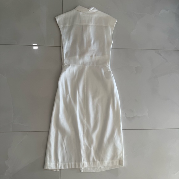 Frame Denim White Sleeveless Dress Midi Collared Cut Out White Button Up - Picture 5 of 5